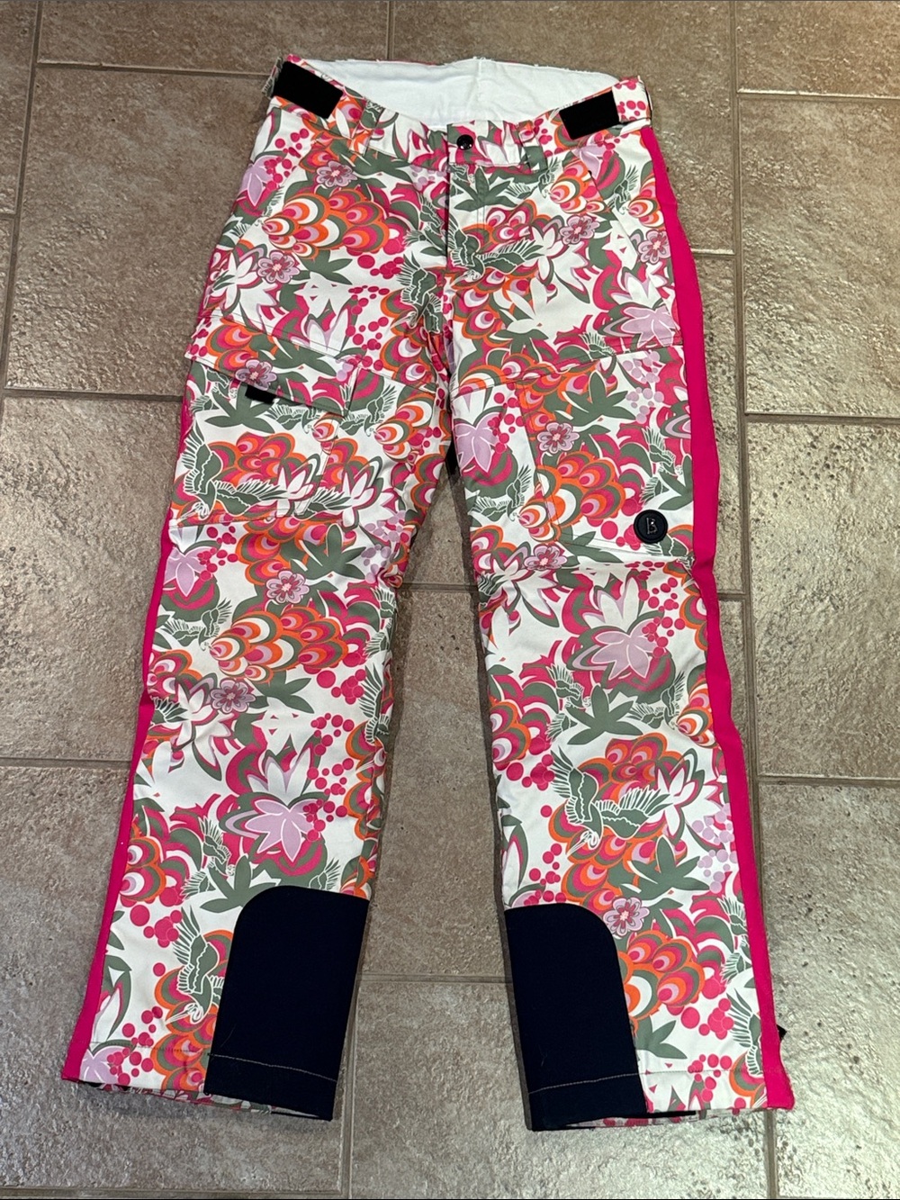 Bogner Kids Floral Snow Pants with Pink Trim 152cm height